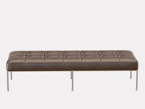Brown leather bench capitone on a white background 3d rendering Illustrazione stock