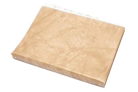 Brown Leather Binder File Folder isolated on white background. Stock Photos