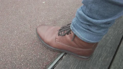 Brown Leather boot tapping Stock Footage 169358074