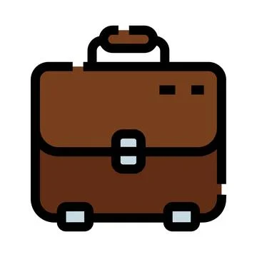Brown leather briefcase icon representing business and corporate travel Illustrazione stock