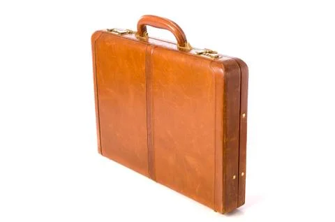 Brown leather briefcase Stock Photos