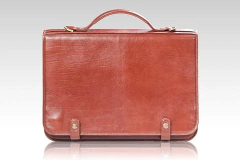 Brown leather briefcase 스톡 사진