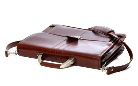 Brown leather briefcase Stock Photos