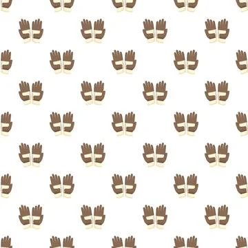 Brown leather gloves warm protective seamless pattern Stock Illustration