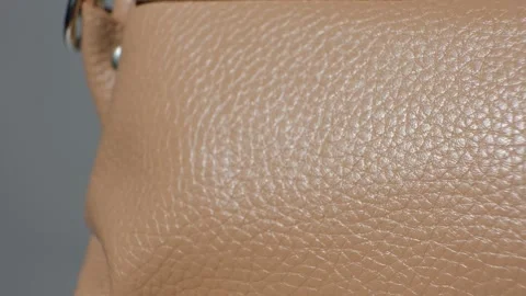 Brown Leather Handbag Macro Texture Close-Up. Stock Footage 312865355