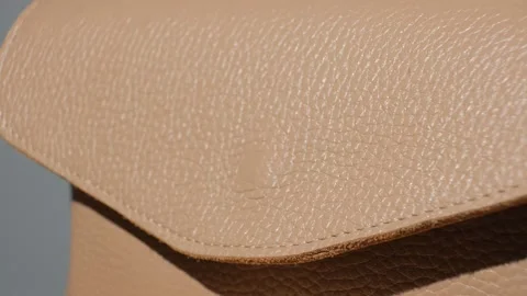 Brown Leather Handbag Macro Texture Close-Up. Stock Footage 313359658