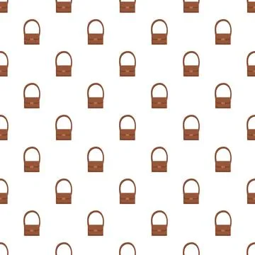Brown leather handbag pattern on white background Stock Illustration