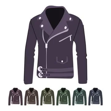 Brown leather jacket male vector cartoon graphic Stock Illustration