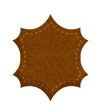 Brown leather label with decorative stitching in the shape of a star Illustrazione stock