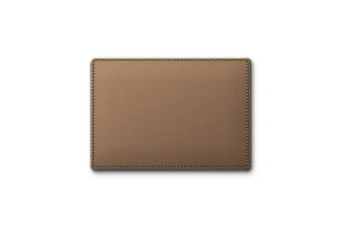 Brown leather label rentangle shape with stitches. Leather patch with seam... 스톡 일러스트