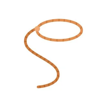 Brown leather lasso forming loop on white background Stock Illustration