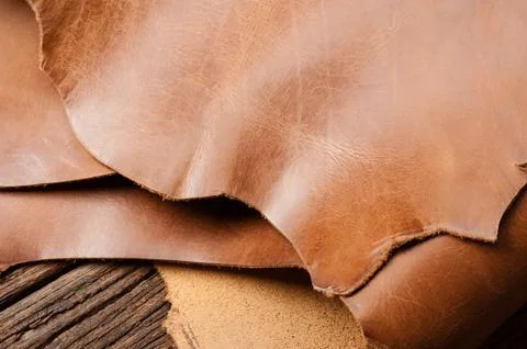 Brown leather for leather working Stock Photos