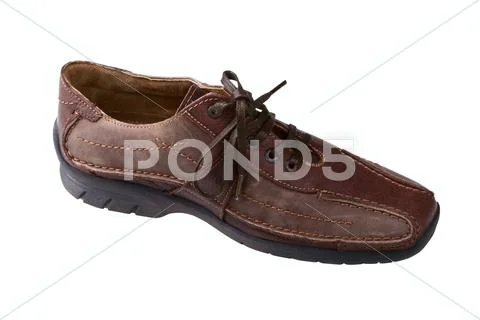 Brown leather man's shoe Stock Photos