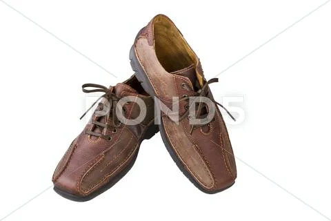 Brown leather man's shoes Stock Photos