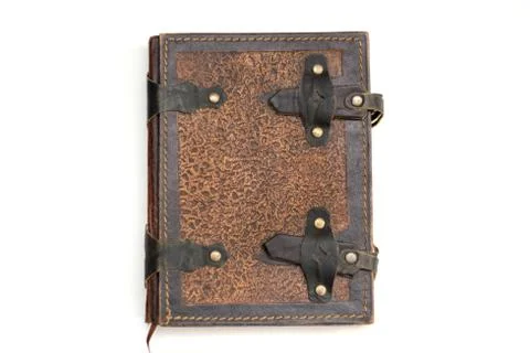 Brown leather notebook on a white background Stock Photos