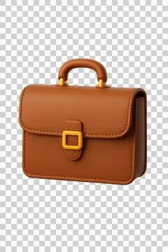 Brown Leather Office Briefcase 3D Icon Illustration PNG Transparent Backgrou Stock Illustration