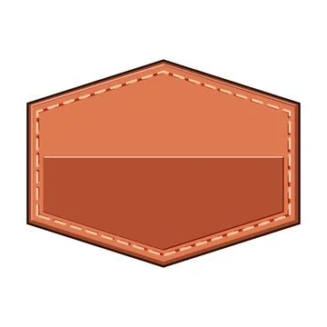 Brown leather patch badge label with stitching effect Stock Illustration