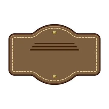 Brown leather patch badge with stitching and rivets Stock Illustration