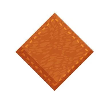 Brown leather patch with stitching on white background Stock Illustration