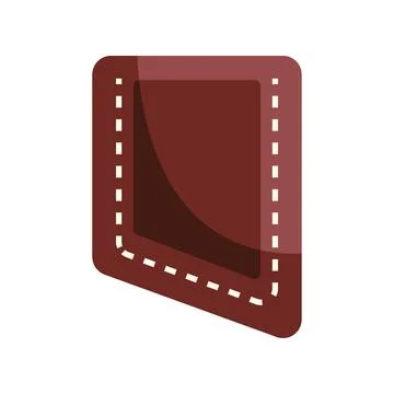 Brown leather pocket with dashed stitches vector icon Illustrazione stock