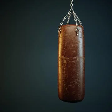 Brown leather punching bag in empty room Stock Illustration