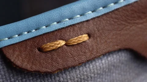 Brown leather shoe insert. Close-up. Macro Stock Footage 152550037