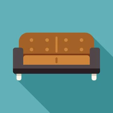 Brown leather sofa with cushions providing comfortable seating Stock Illustration