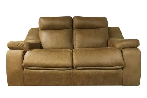 Brown leather sofa isolated on white background 스톡 사진