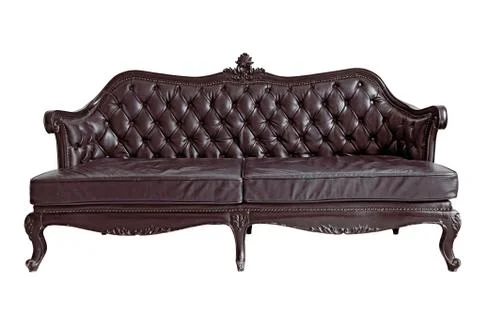 Brown leather sofa Stock Photos