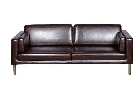 Brown leather sofa Stock Photos
