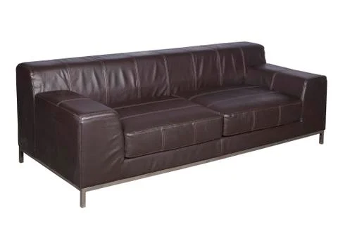 Brown leather sofa Stock Photos