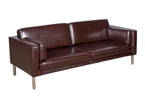 Brown leather sofa Stock Photos