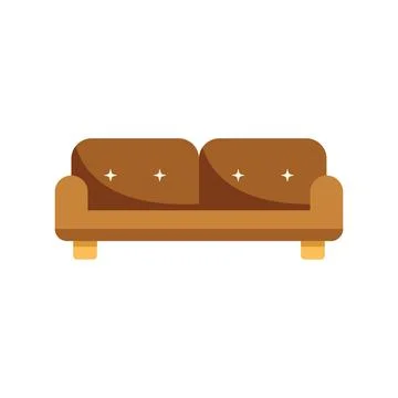 Brown leather sofa providing comfortable seating in living room Stock Illustration