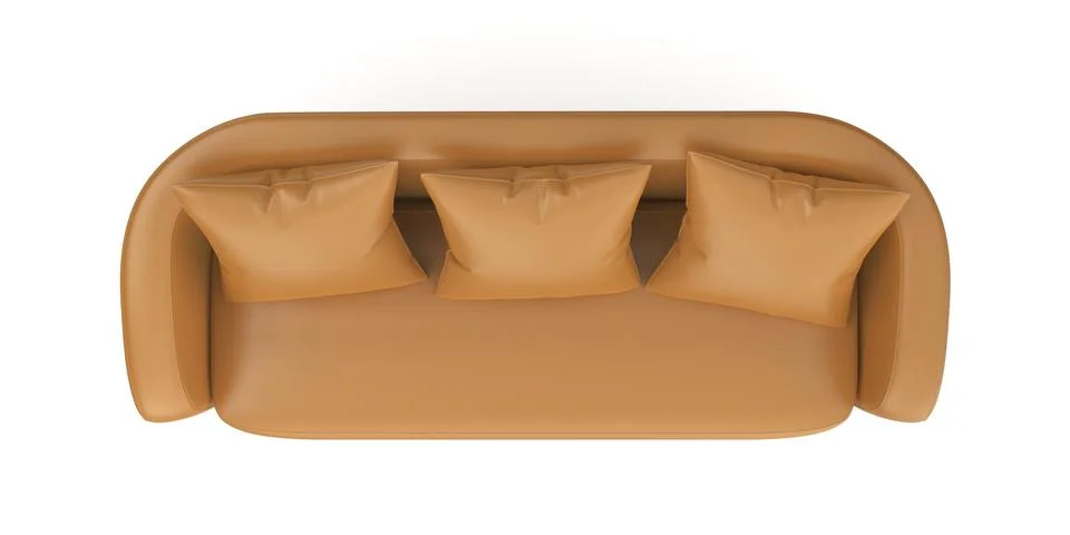 Brown leather sofa with three pillows Stock Illustration