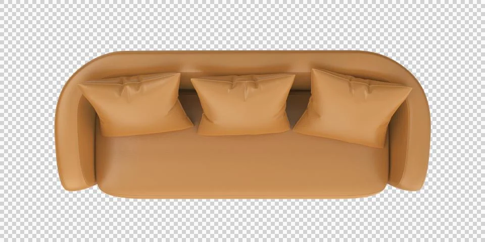 Brown leather sofa with three pillows Stock Illustration