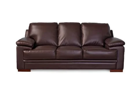 Brown leather sofa on white background Stock Photos