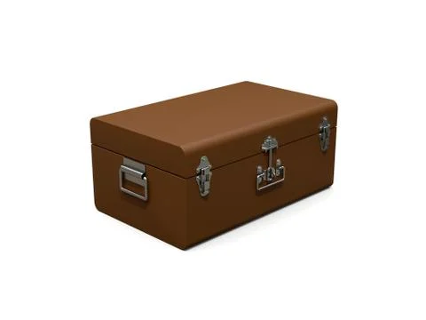 Brown leather suitcase with exquisite clasps. Classic premium design with Stock Illustration