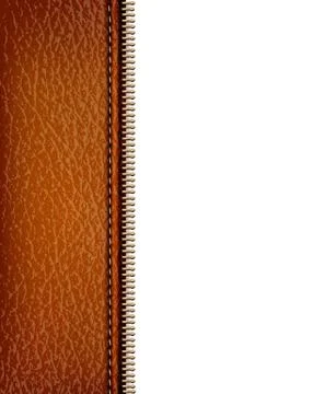 Brown leather texture background with zipper. vector illustration Illustrazione stock