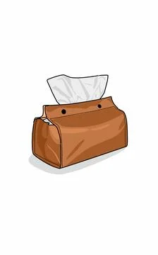 Brown leather tissue box issolated on white	 Stock Illustration
