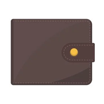 Brown Leather Wallet with Button Strap Vector Illustration Stock Illustration
