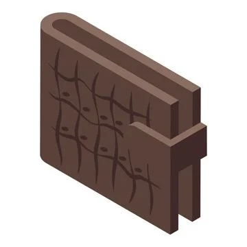Brown leather wallet isometric view with textured surface Stock Illustration