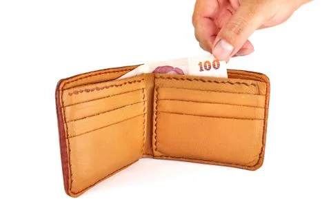 Brown leather wallet Stock Photos