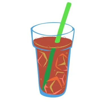 Brown lemonade with straw Stock Illustration