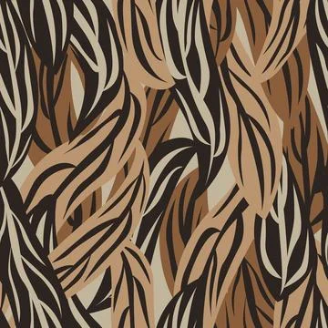 Brown leopard leaf seamless pattern design Illustrazione stock