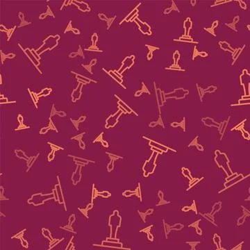 Brown line 3D printer model icon isolated seamless pattern on red background. 3d Stock Illustration