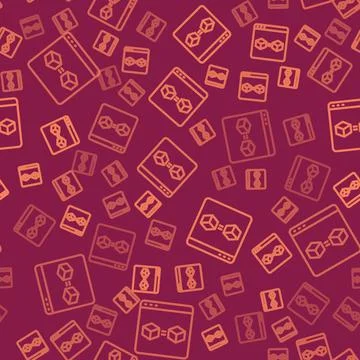 Brown line 3D printer perfect copy icon isolated seamless pattern on red Stock Illustration