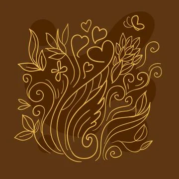 Brown line art Stock Illustration