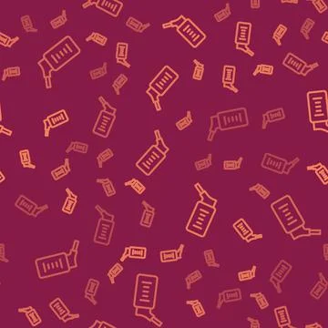 Brown line Automatic drinker for small pets icon isolated seamless pattern on Illustrazione stock