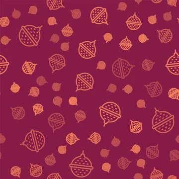 Brown line Ball tea strainer icon isolated seamless pattern on red background Illustrazione stock