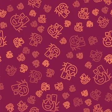 Brown line Basic geometric shapes icon isolated seamless pattern on red Stock Illustration